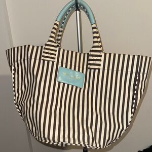 Henri Bendel Brown and White Tote Bag with Sturdy Handles